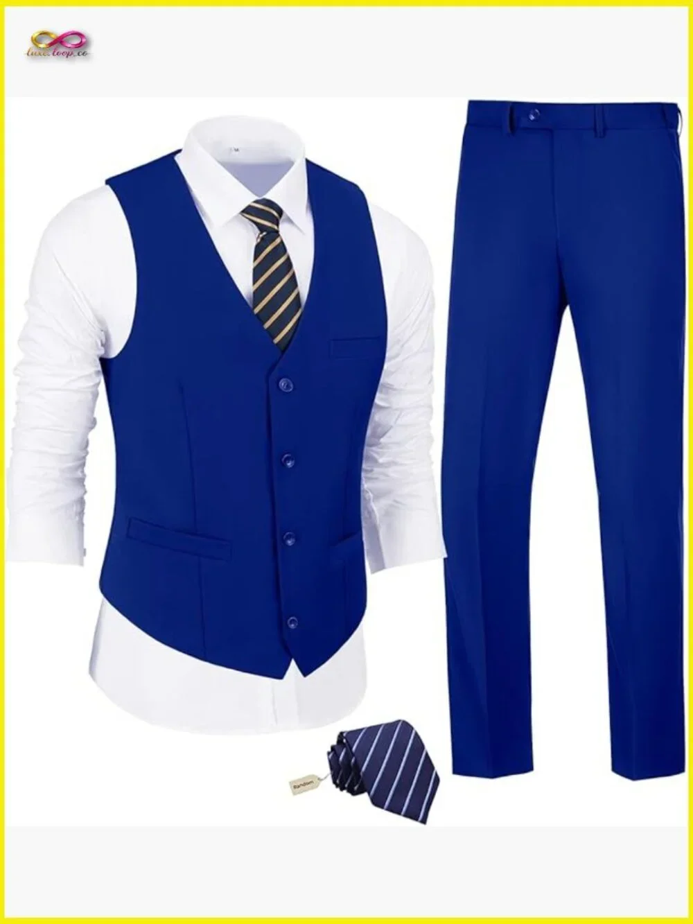 Slim Fit Suit Set Modern Formal Business Wear Vest Pants Tie Included
